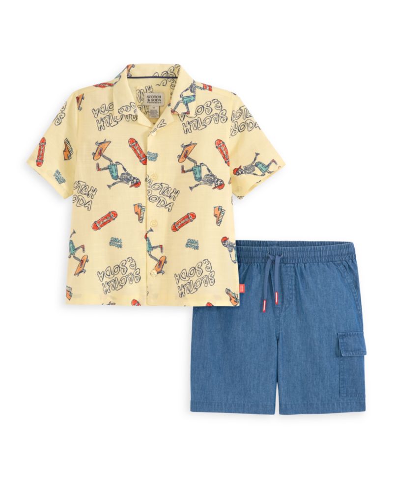 Little Boys 2-Piece Woven Shirt and Shorts Set