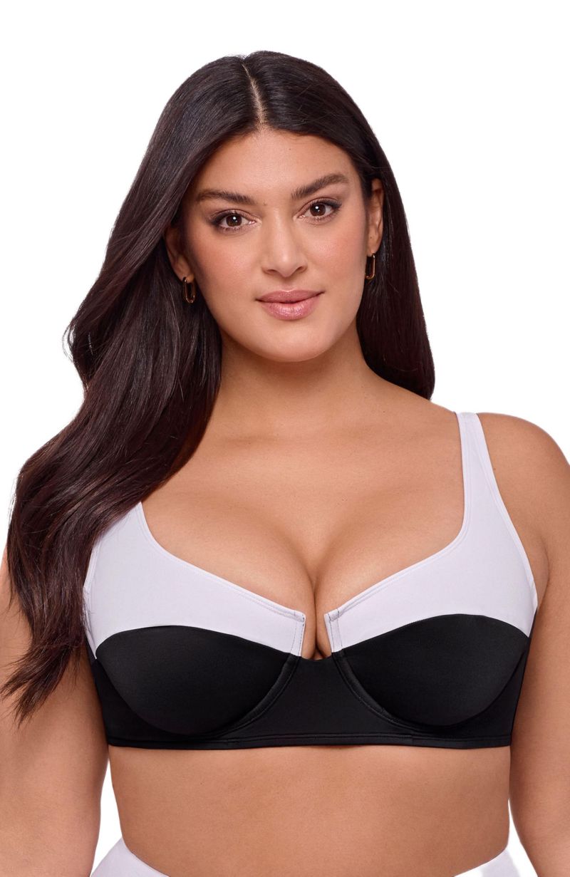 Women's Supportive Tall Underwire Colorblock Bikini Swimsuit Top