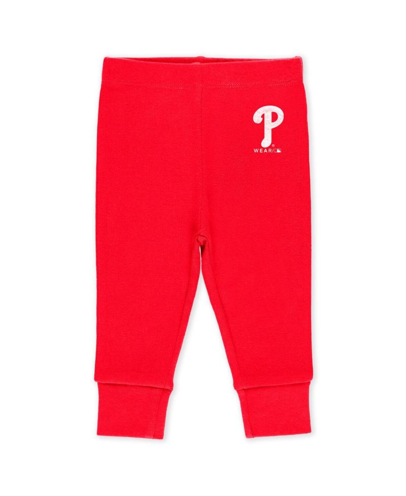 Baby Boys and Girls 3-Piece Heather Gray/White/Red Philadelphia Phillies Turn Me Around Bodysuits and Pants Set