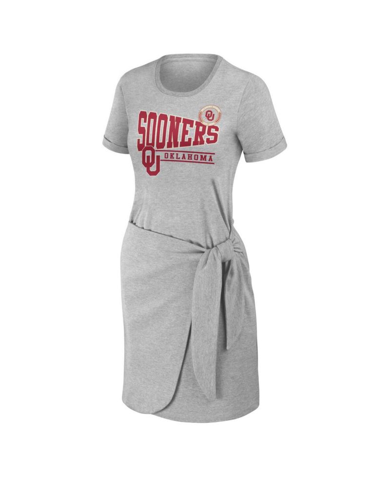 Women's Heather Gray Oklahoma Sooners Knotted T-shirt Dress