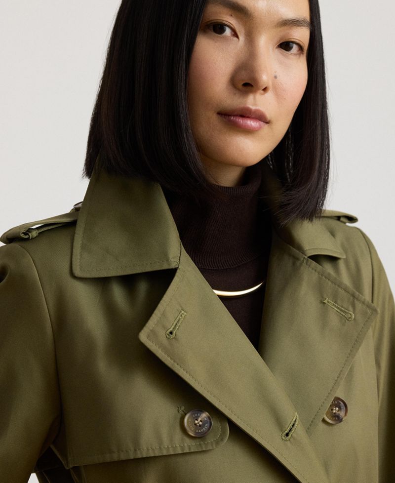 Petite Belted Water-Resistant Trench Coat