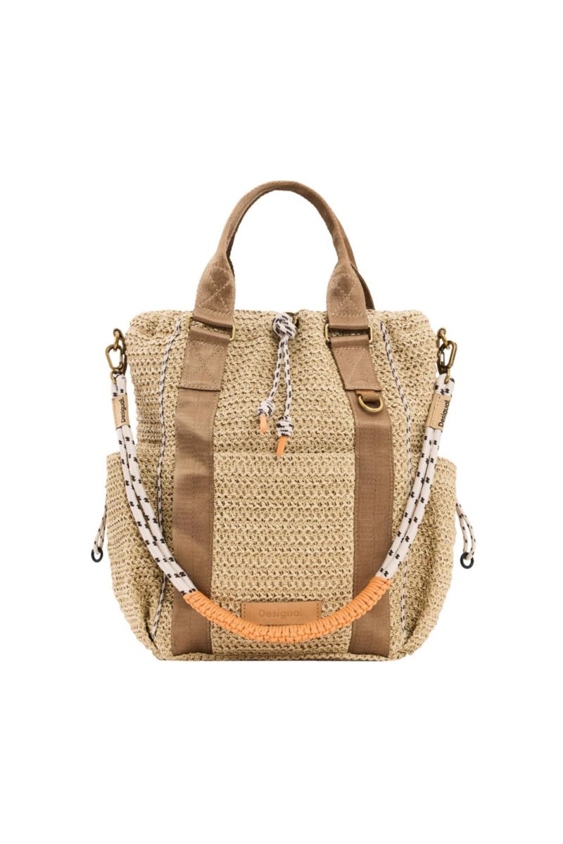 Women's Medium multiposition raffia backpack