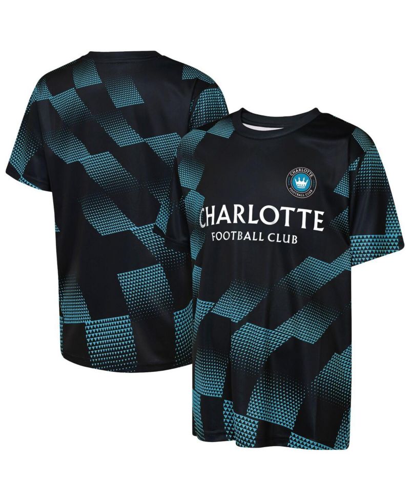 Big Boys and Girls Black Charlotte FC Sheer Thrill T-Shirt