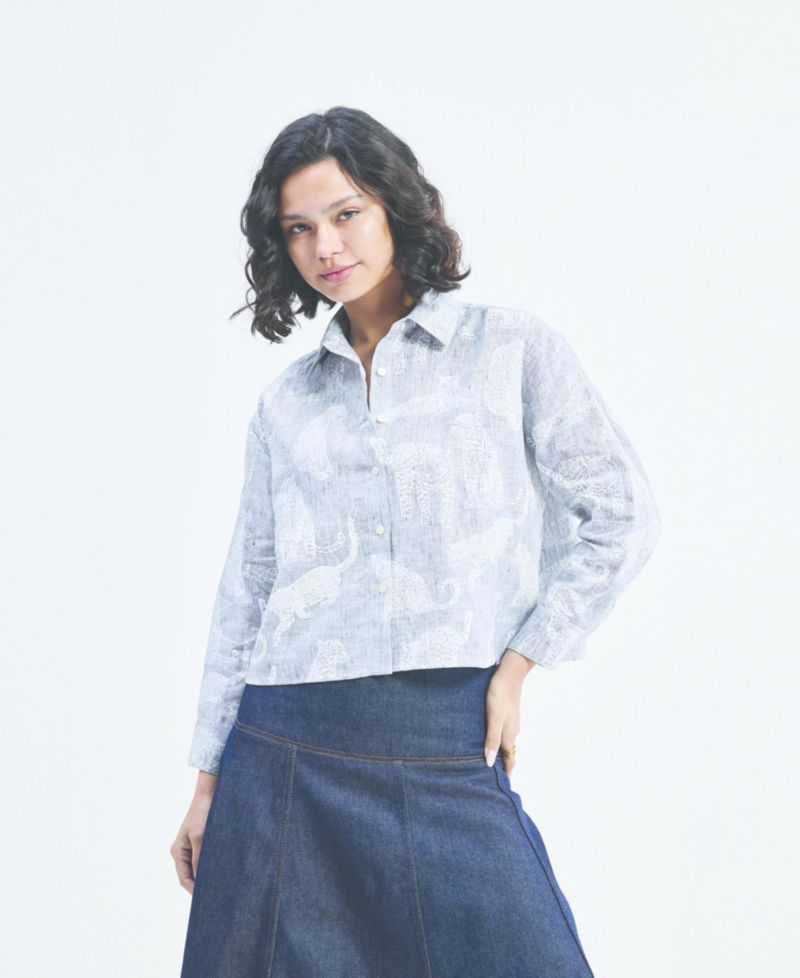 Women's Oversized Boxy-fit Shirt in Animal Print
