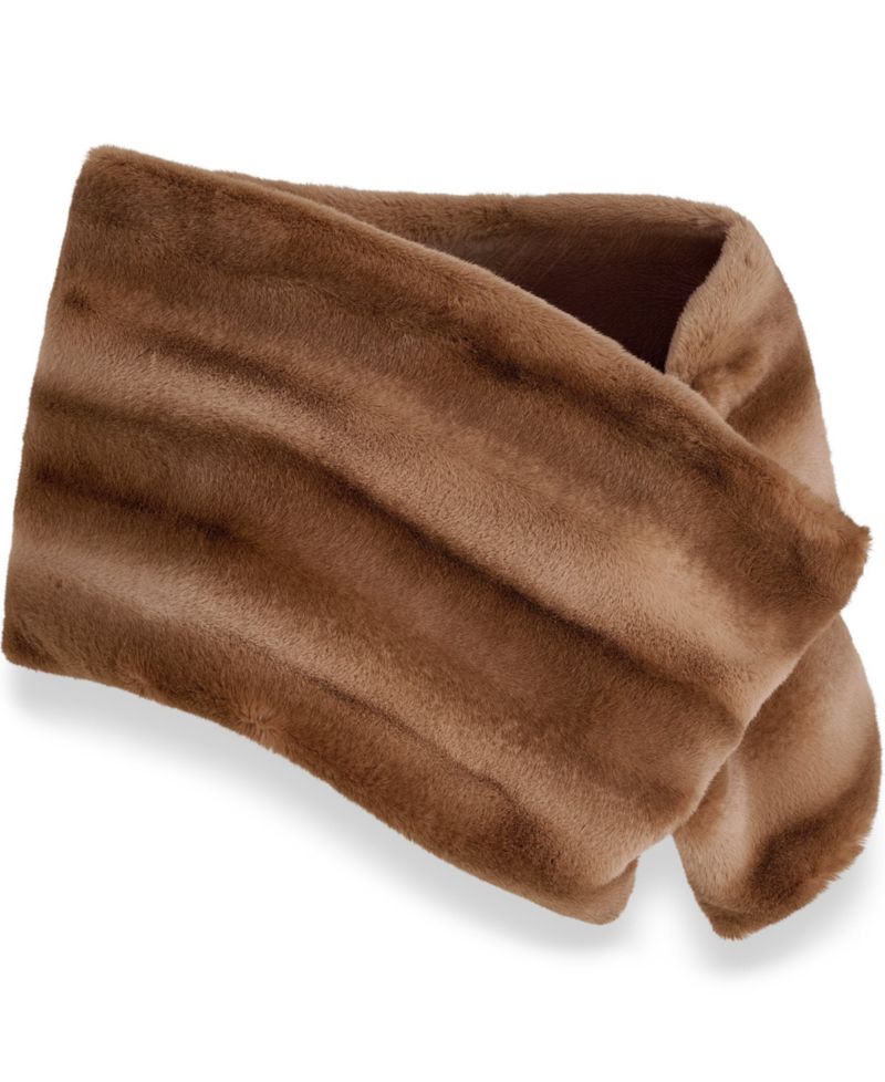 Women's Plush Draped Faux Fur Wrap Shrug