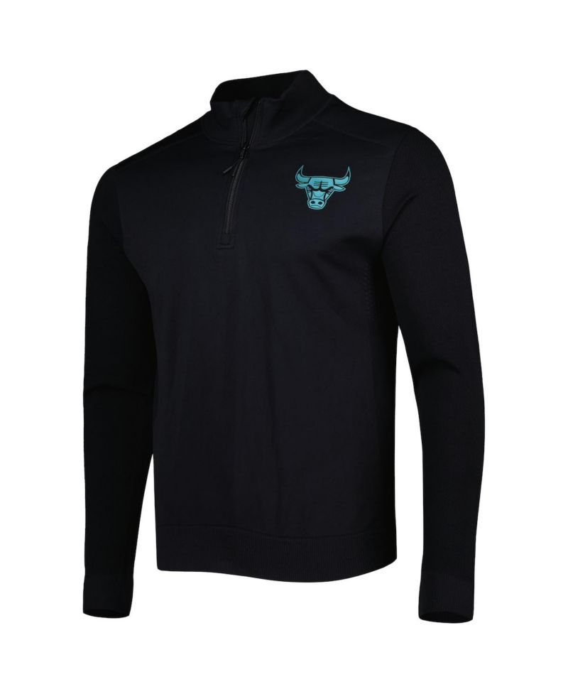 Men's Black Chicago Bulls Nano Engineered Knit Fabric Quarter-Zip Jacket