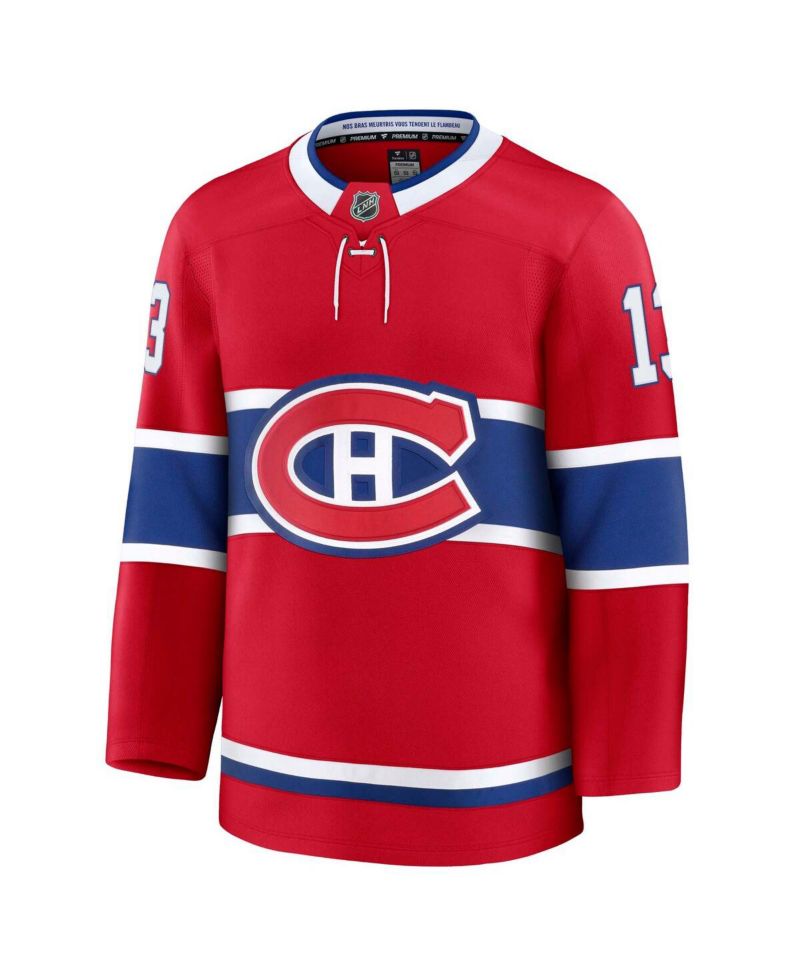 Men's Cole Caufield Red Montreal Canadiens Home Premium Jersey