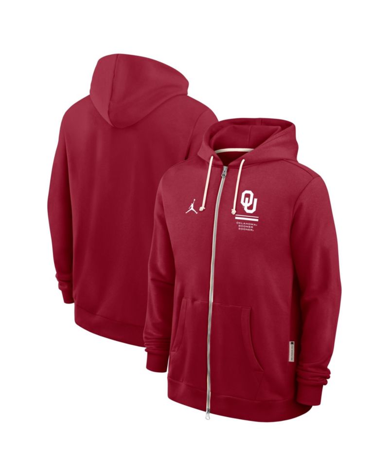 Men's Crimson Oklahoma Sooners 2026 Sideline Standard Issue Dri-FIT Full-Zip Hoodie