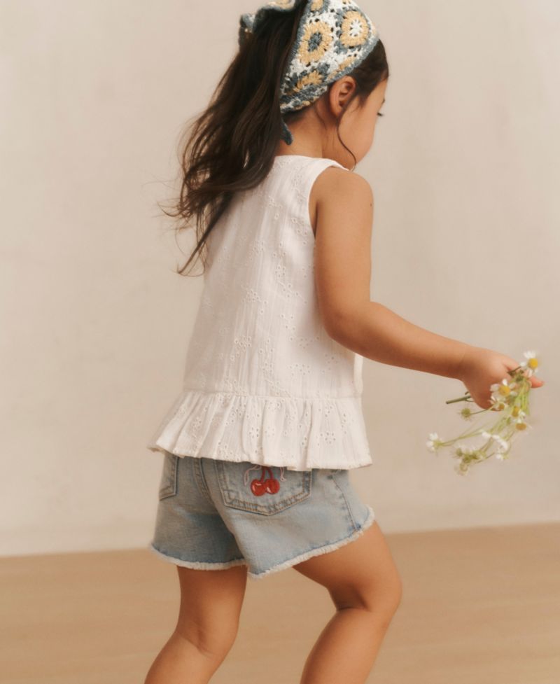 Toddler Girls' 2T-5T Bow Cherry Denim Shorts