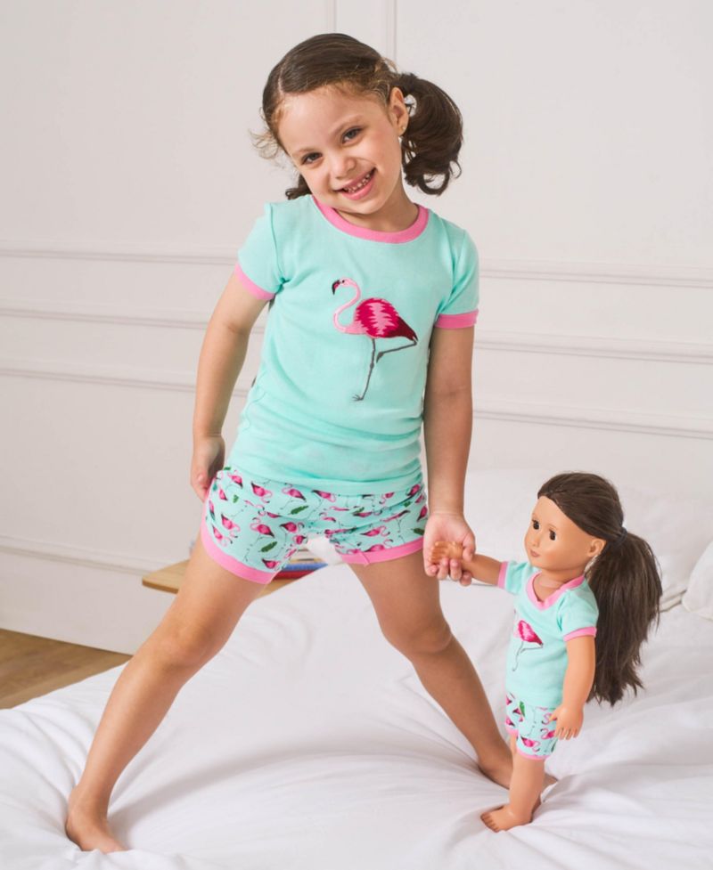 Big Girls Matching Doll Snug-Fit Cotton Short Sleeve Pajamas