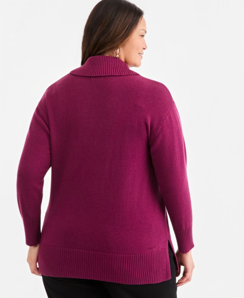 Petite Shawl Collar Cotton-Blend Sweater