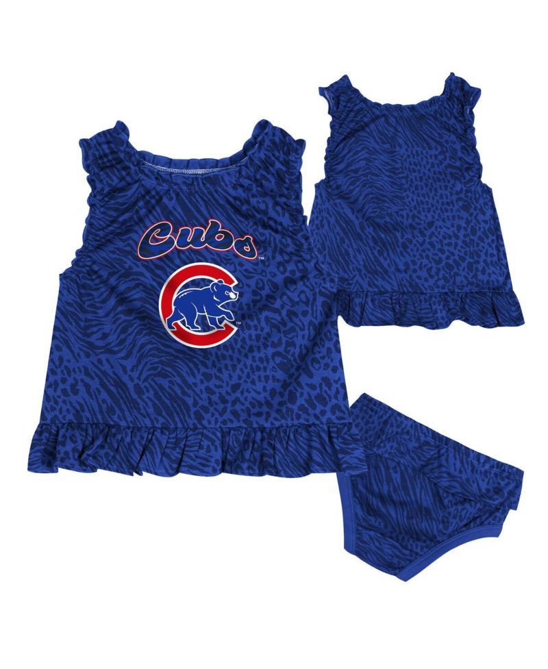 Baby Boys and Girls 2-Piece Royal Chicago Cubs Playground Dress and Bloomers Set