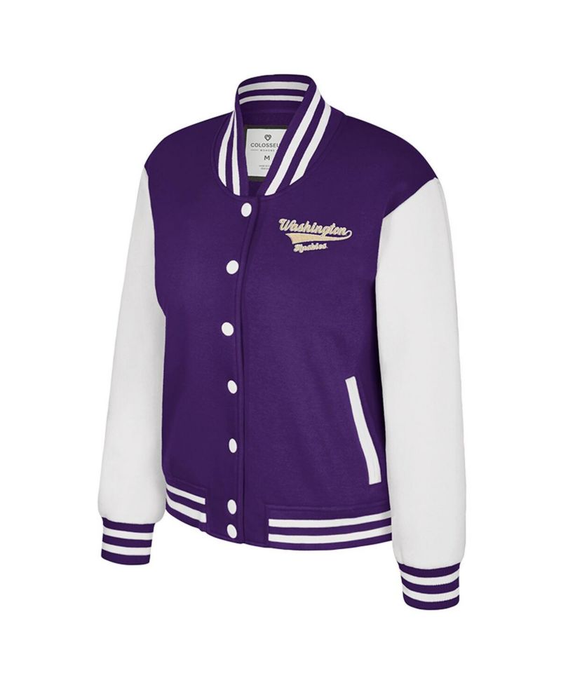 Women's Purple Washington Huskies French Baguette Full Snap Fleece Jacket
