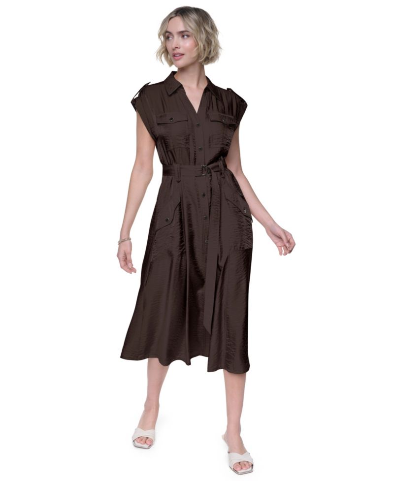 Women's Collared Neck Twinkle Cargo Dress