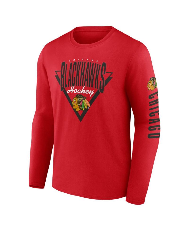 Men's Red Chicago Blackhawks Headline Long Sleeve T-Shirt