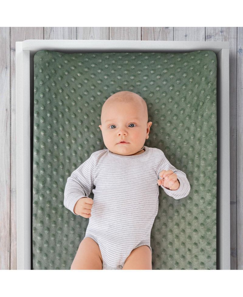Changing Pad Cover for Baby Boys, Green Dino Minky