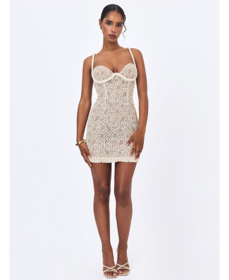 Women's Taliyah Braided-Strap Chunky-Lace Sweetheart Mini Dress