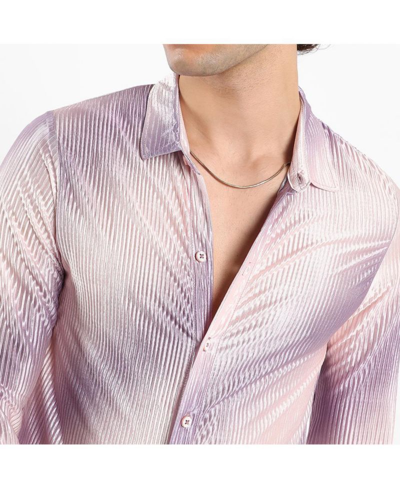 Men's Ombre-Pleated Shirt