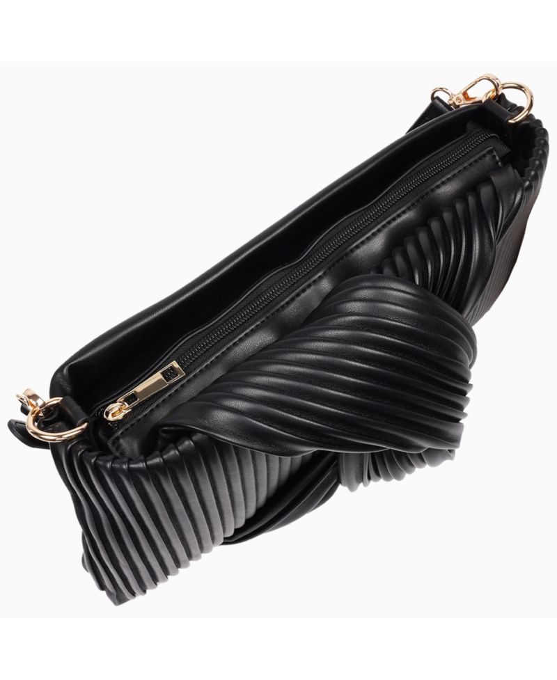 Pleated Knot Clutch with Shoulder Strap