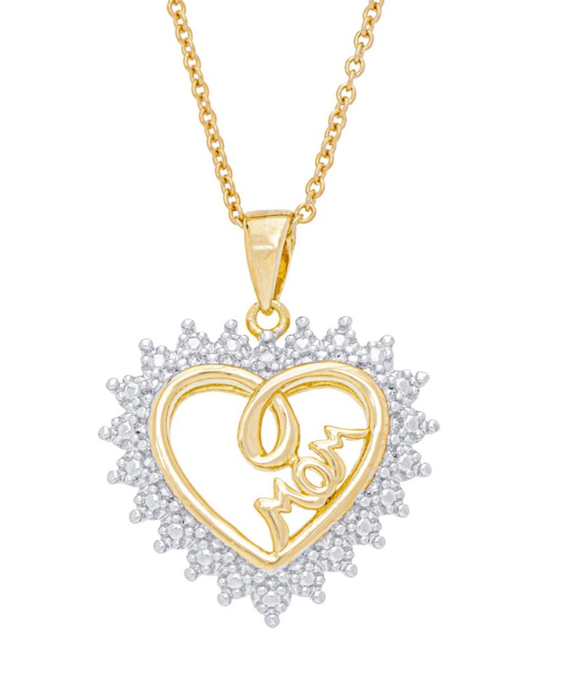 Women's Diamond Accent 'Mom' Heart Pendant Necklace
