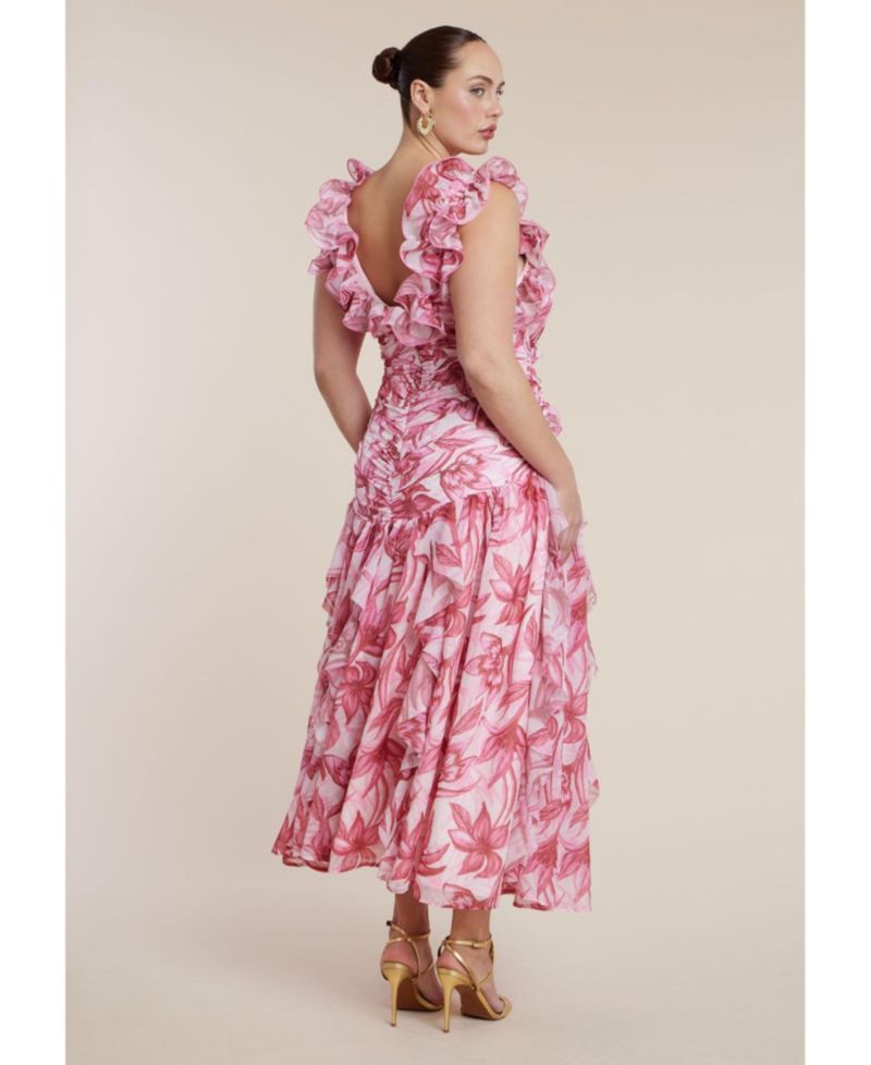 Women's Plus Size Ruffle Detail Maxi Dress