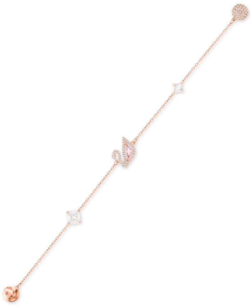 Remix Rose Gold-Tone Crystal Swan Magnetic Bracelet