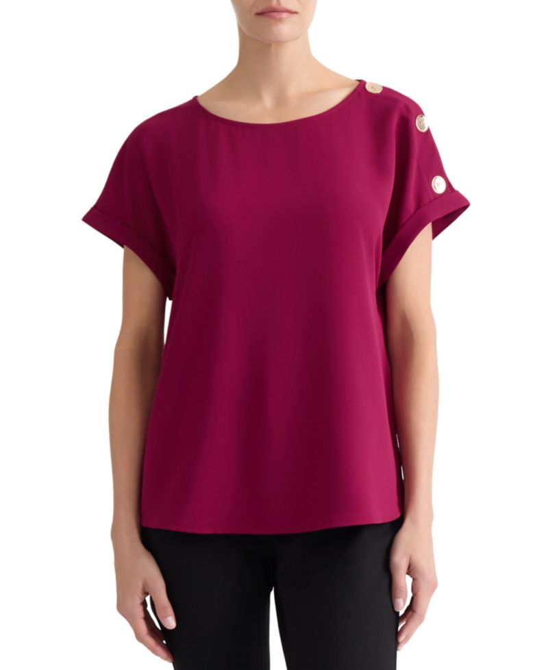 Plus Size Short-Sleeve Round Neck Top