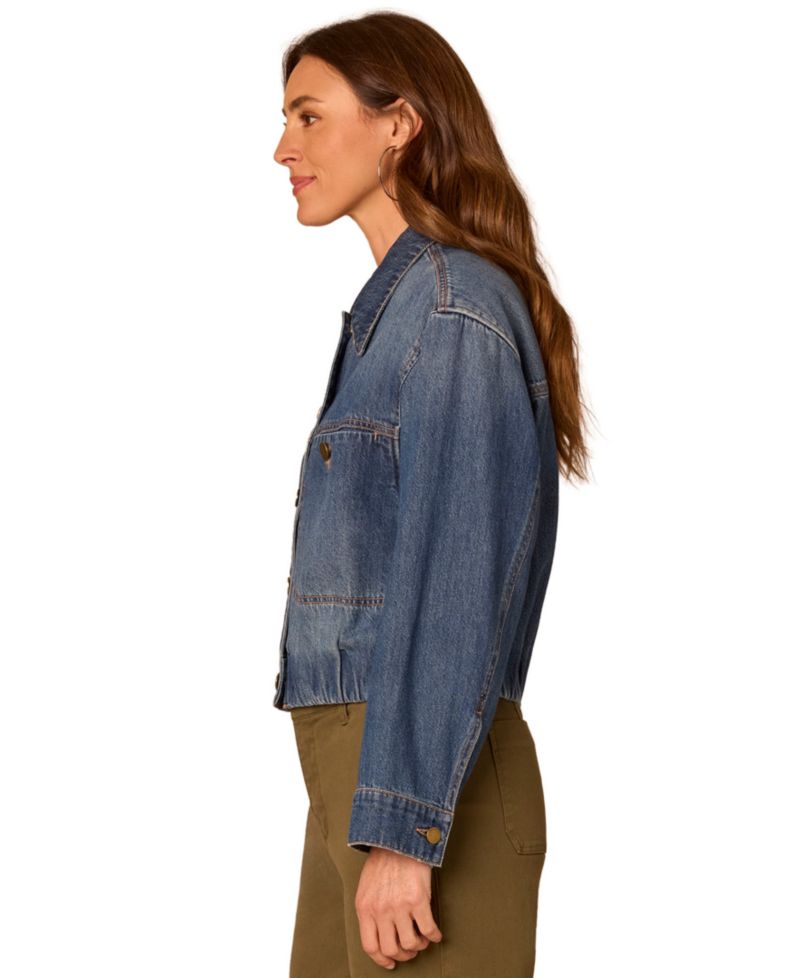 Women's Petite Denim Bubble-Hem Jacket