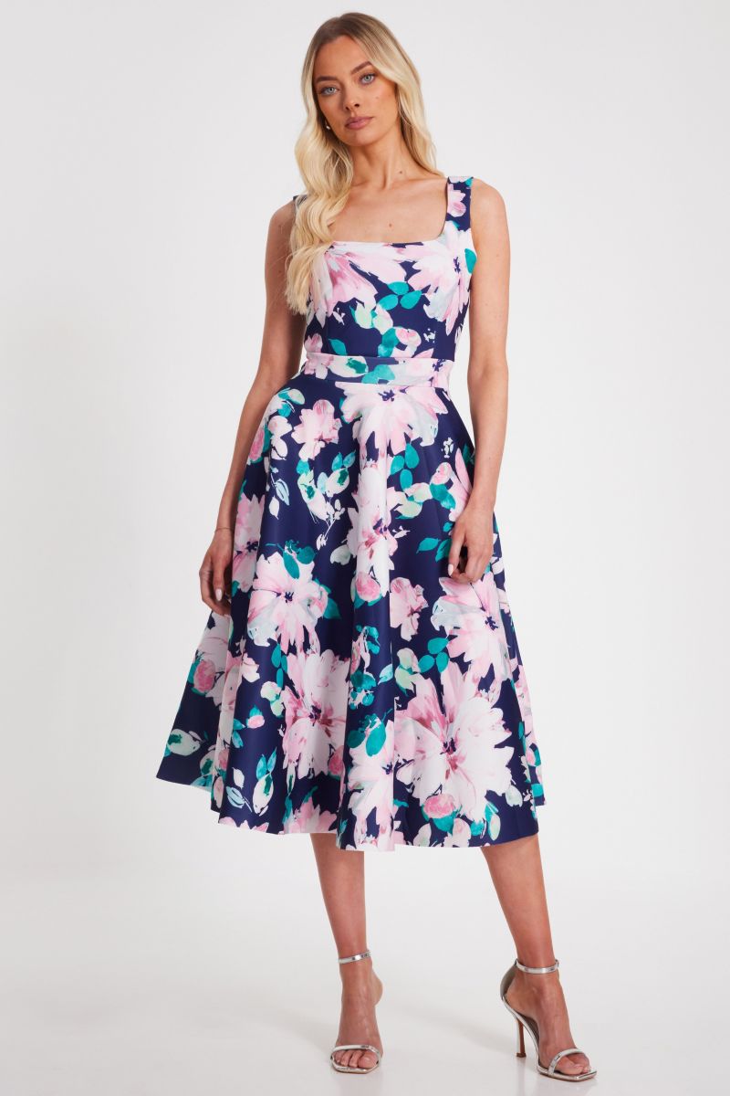 Women's Square Neck Skater Midaxi Dress