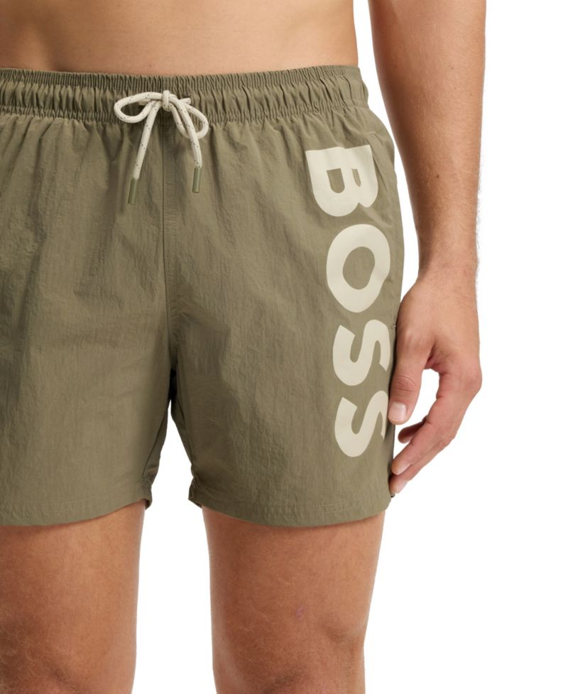 Men's Vertical Logo Print Swim Shorts