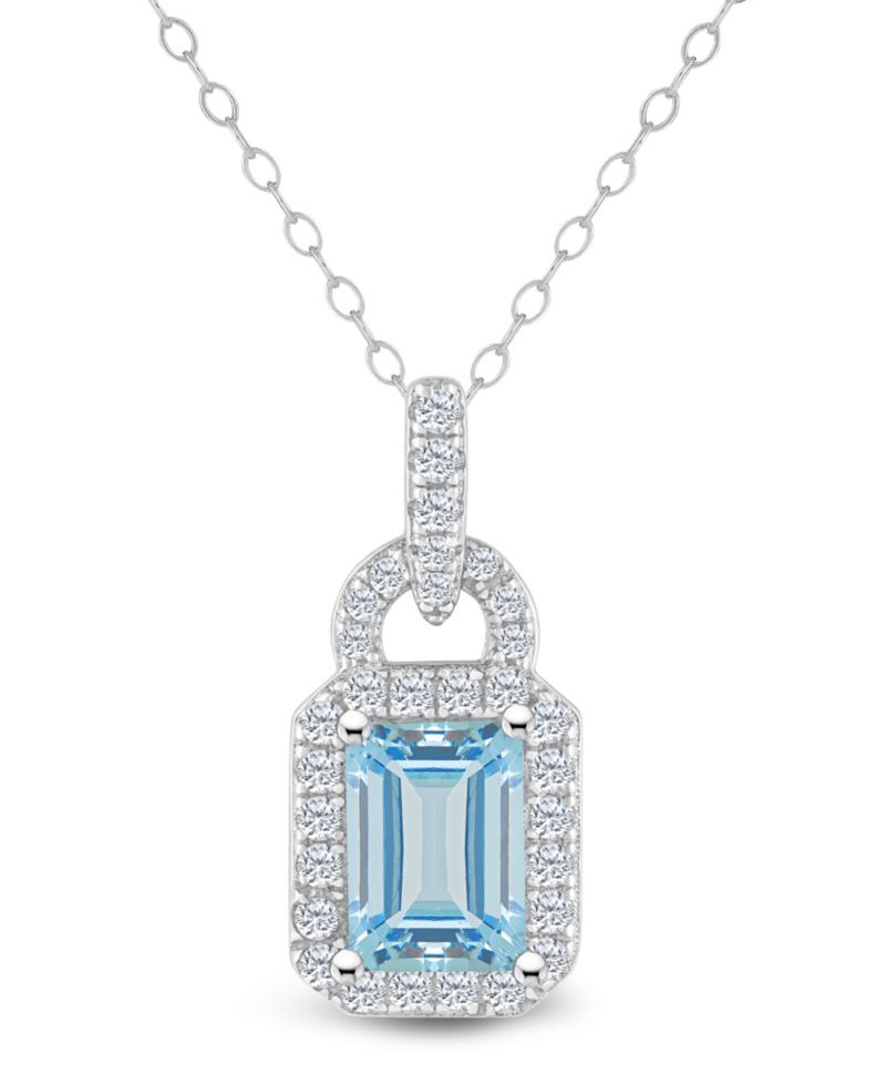 Topaz (1/4 ct. t.w.) Halo Pendant Necklace in Sterling Silver
