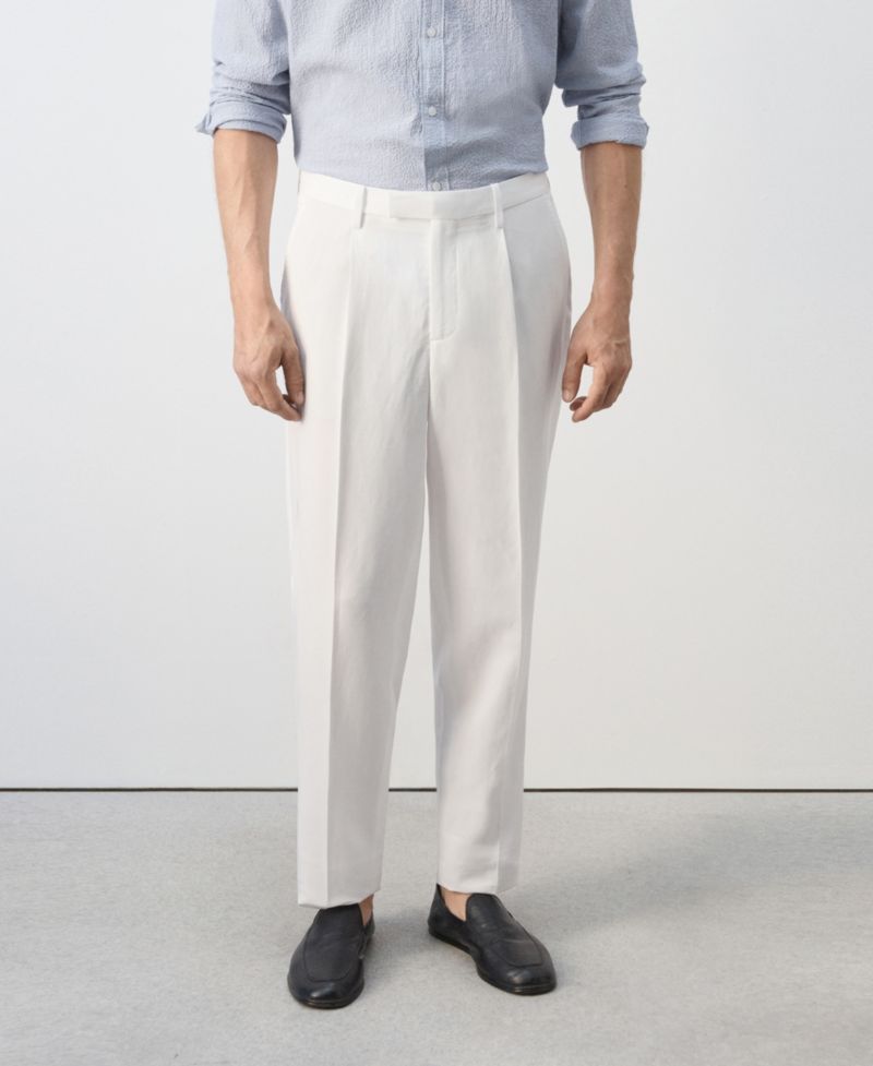 Men's Slim-Fit Lyocell-Linen-Blend Suit Pants