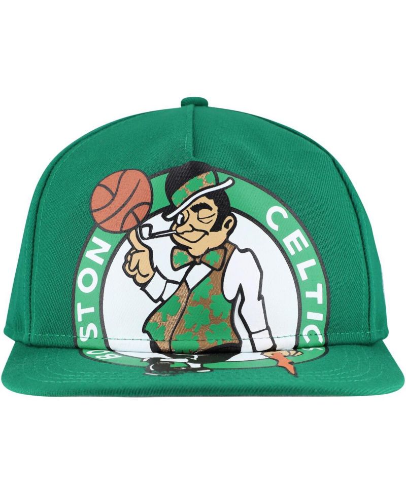Men's Kelly Green Boston Celtics Oversized Puff Print Logo Golfer Snapback Hat