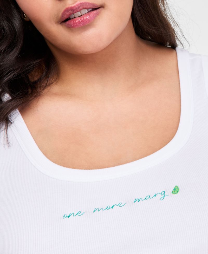 Plus Scoop-Neck Embroidered Margarita Tank Top
