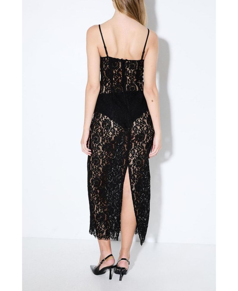 Women's Premium Bustier Corded Lace Midi Dress