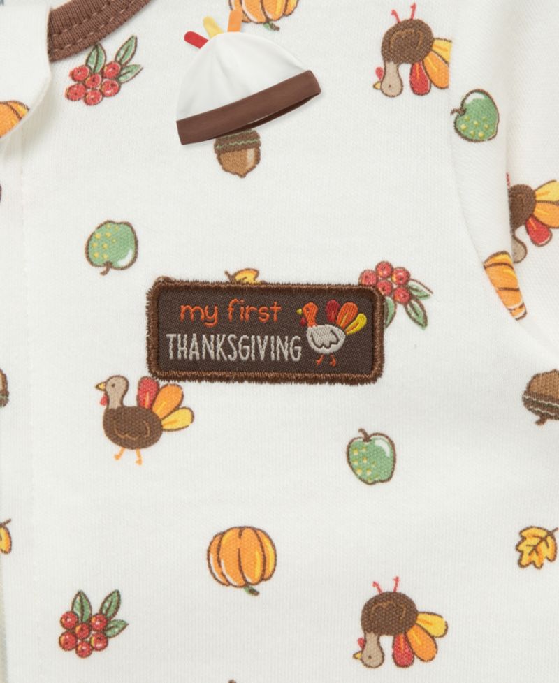 Baby Boys' and Girls' Turkey Footie Coverall with Matching Hat