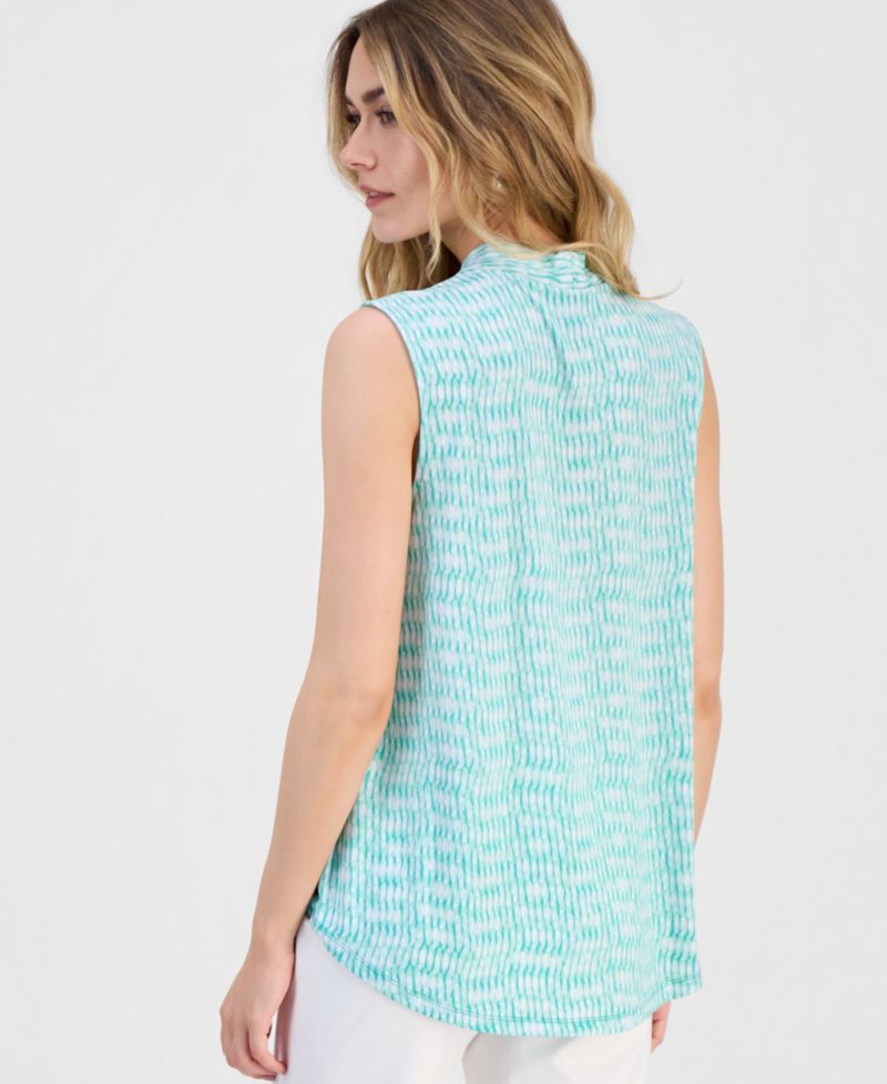Women's Printed Sleeveless V-Neck Knit Top