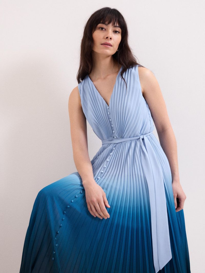 Women's Mira Pleated V-Neck Midi Dress