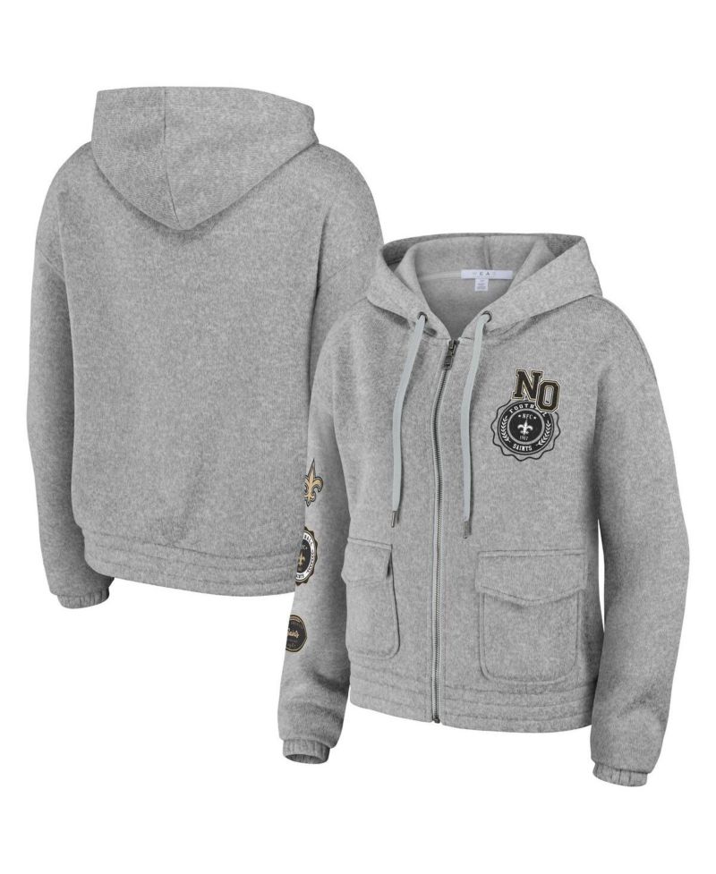 Women's Heather Gray New Orleans Saints Full-Zip Hoodie