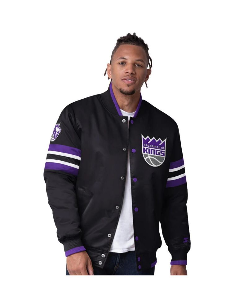 Men's Black Sacramento Kings Scout Varsity Satin Full-Snap Jacket