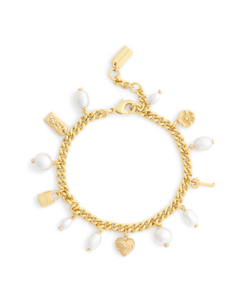 Imitation Pearl Iconic Signature Charm Bracelet