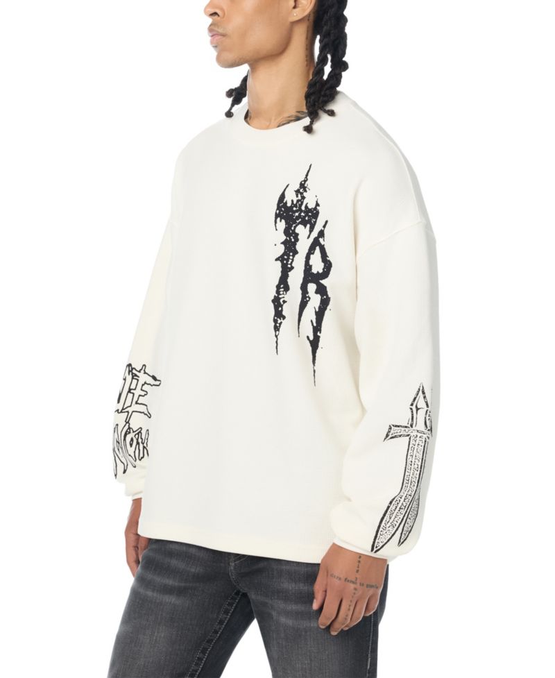 Men's Scribble Long-Sleeve Graphic Waffle-Knit T-Shirt