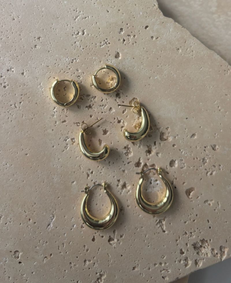 Gold Plated Hoop Earrings Set