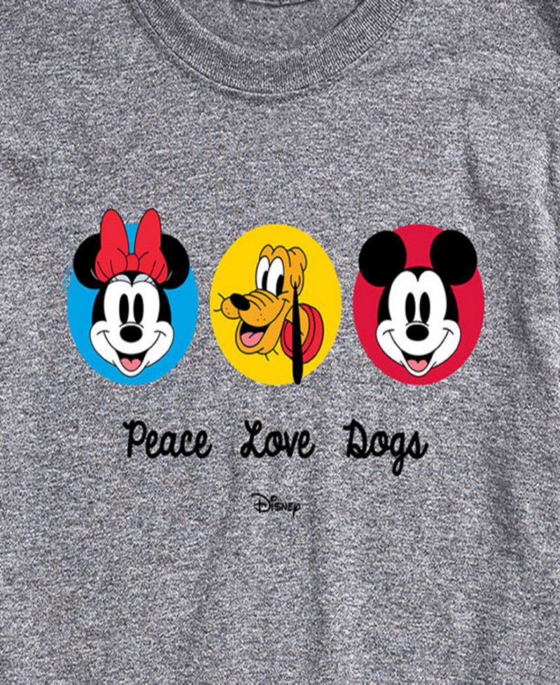 Men's Disney Mickey Peace Love Dogs Short Sleeve Tee