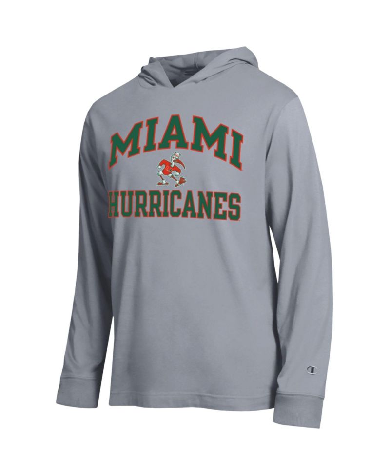 Men's Heather Gray Miami Hurricanes High Motor All-Star Long Sleeve Hooded T-Shirt