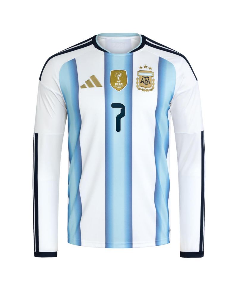 Men's Rodrigo De Paul White Argentina National Team 2026 Home Replica Long Sleeve Jersey