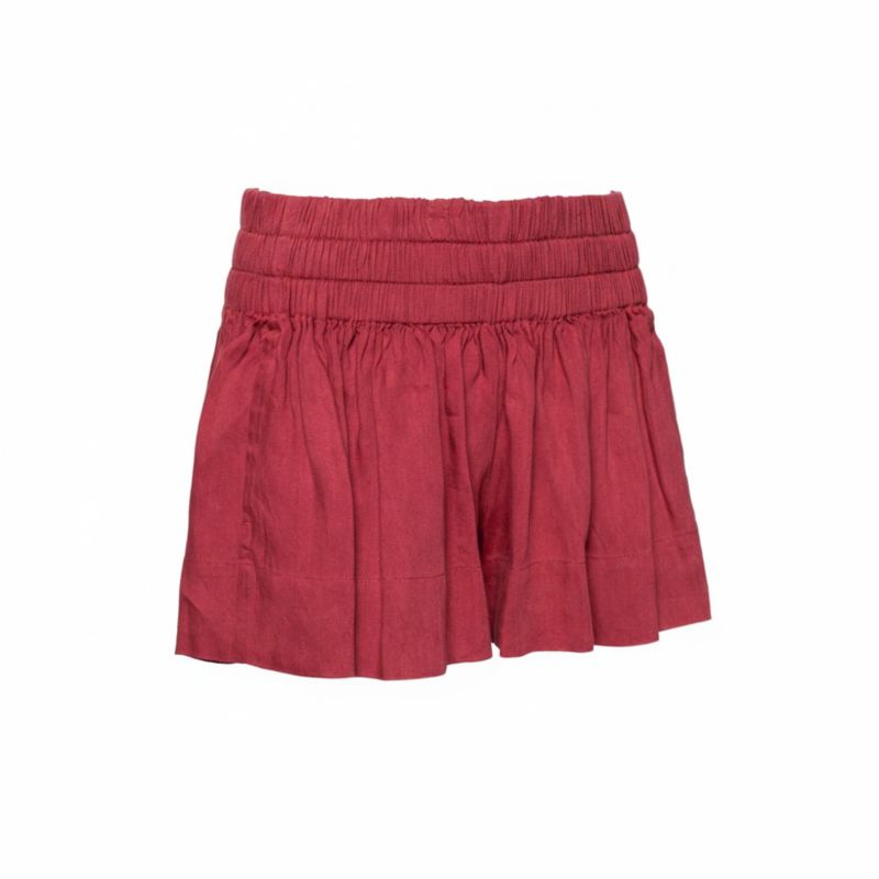 Women's Etoile Red Linen Blend Shorts