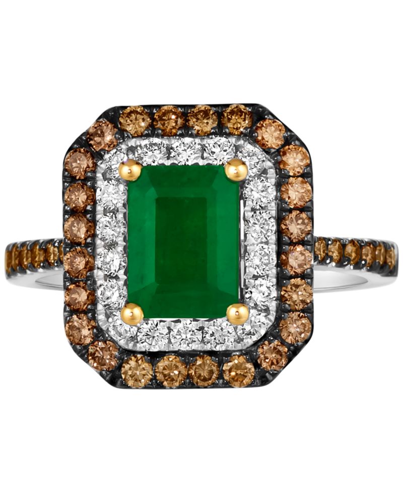 Costa Smeralda Emeralds™ (1-1/5 ct. t.w.) & Diamond Double Halo Ring in 14k Two-Toned Gold