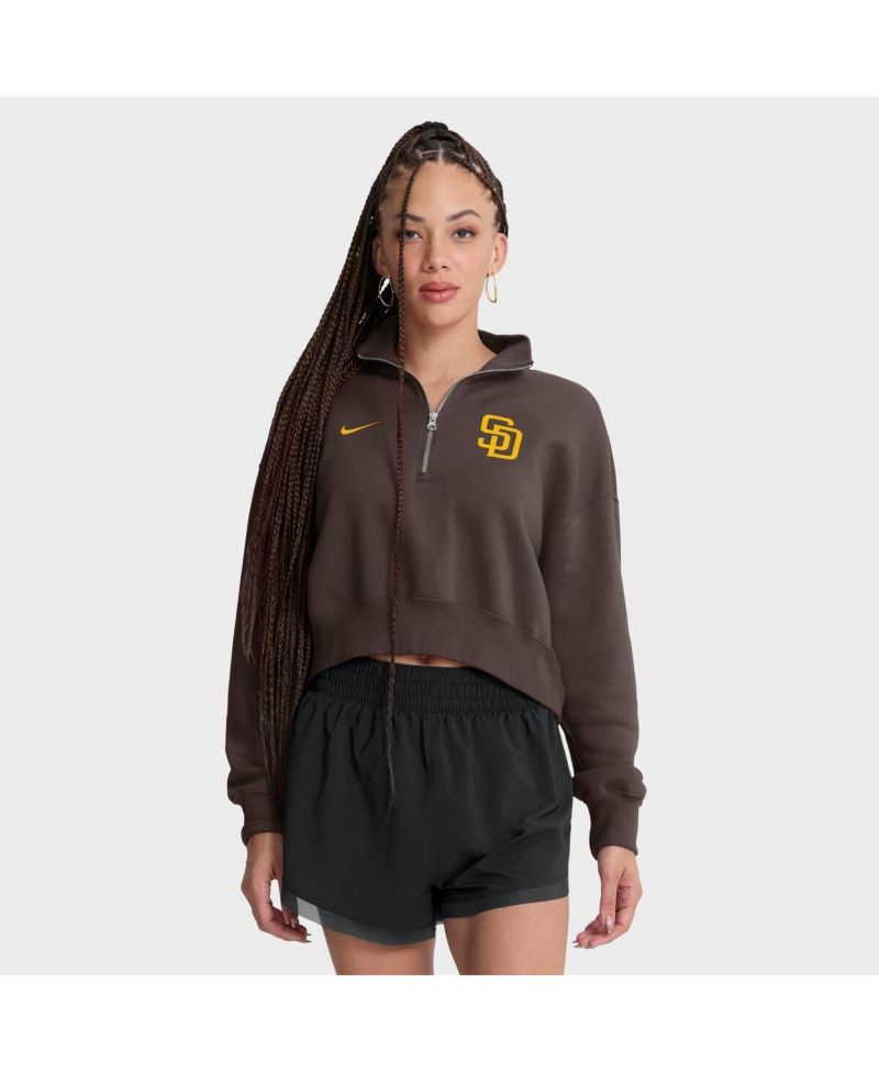 Women's Brown San Diego Padres Primetime Phoenix Fleece Half-Zip Sweatshirt