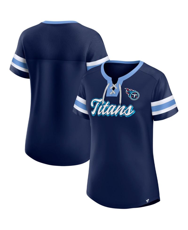 Women's Navy Tennessee Titans Original State Lace-Up T-shirt